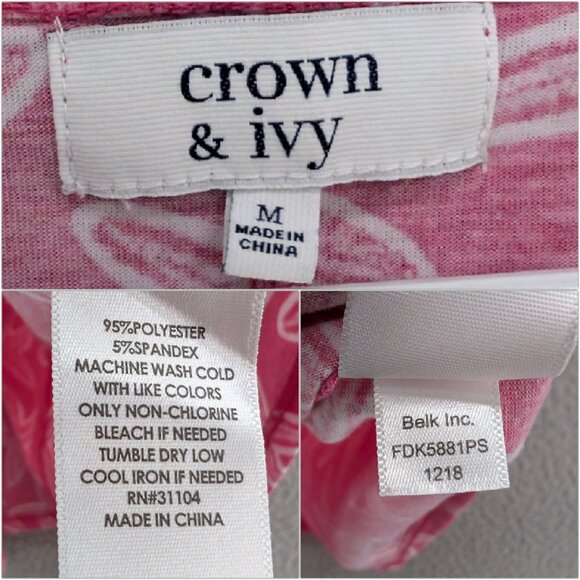 Crown & Ivy Starfish Shirt Dress Girls Pink White Short Sleeve Pullover Size M - Picture 4 of 8